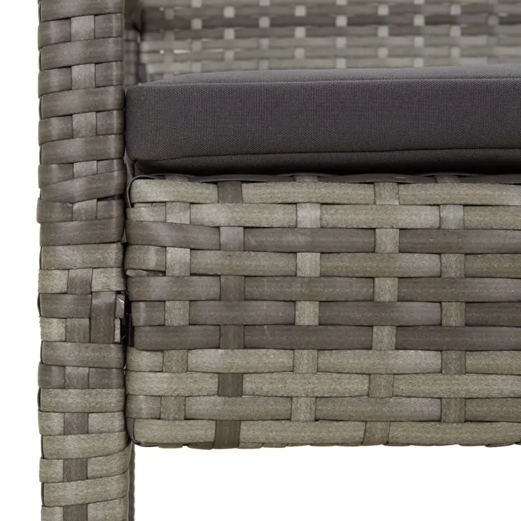 Garden Bench Outdoor Seating Poly Rattan 105cm Grey with Cushion