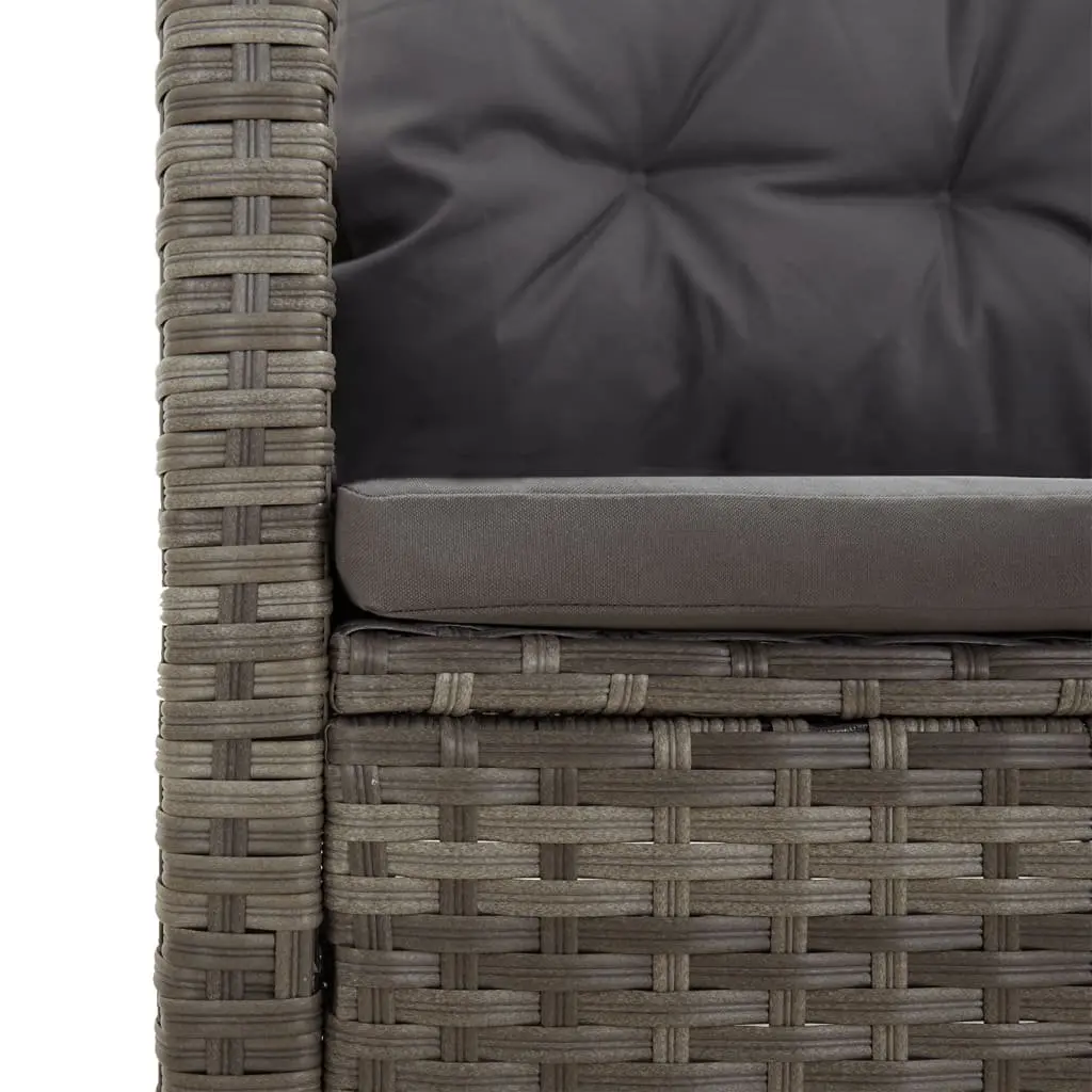 Reclining Corner Sofa Poly Rattan Grey Outdoor Garden Seating with Cushions