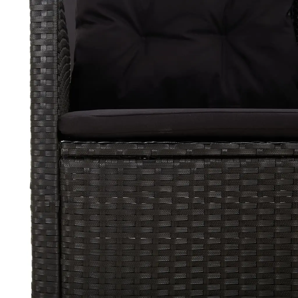 Reclining Garden Bench PE Rattan Adjustable Backrest Black