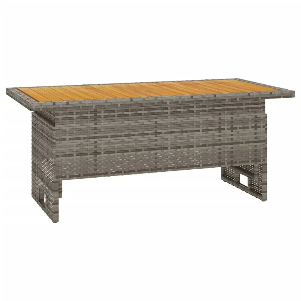 Garden Table Lift-Top Solid Wood Acacia PE Rattan Black 100x50x43/63 cm