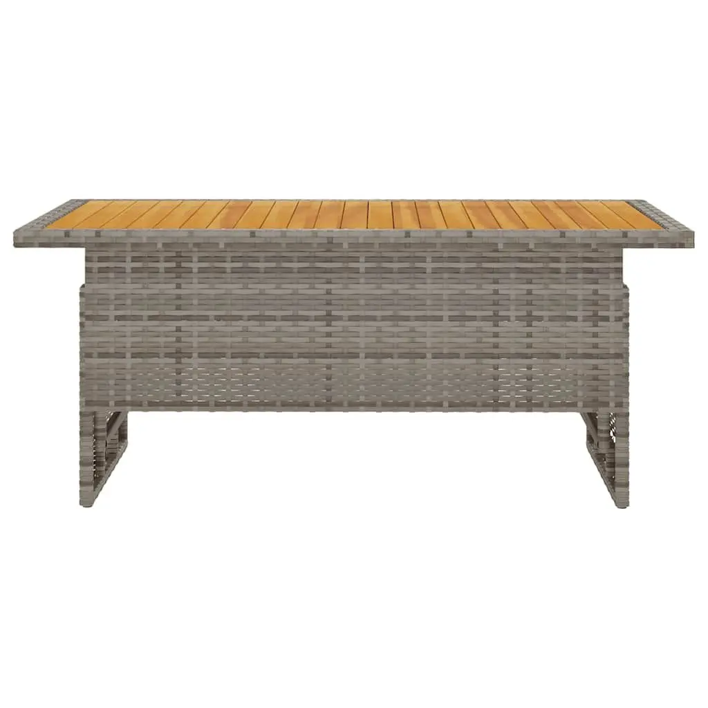 Garden Table Lift-Top Solid Wood Acacia PE Rattan Black 100x50x43/63 cm