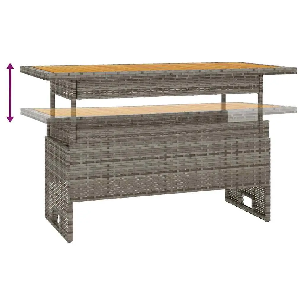 Garden Table Lift-Top Solid Wood Acacia PE Rattan Black 100x50x43/63 cm