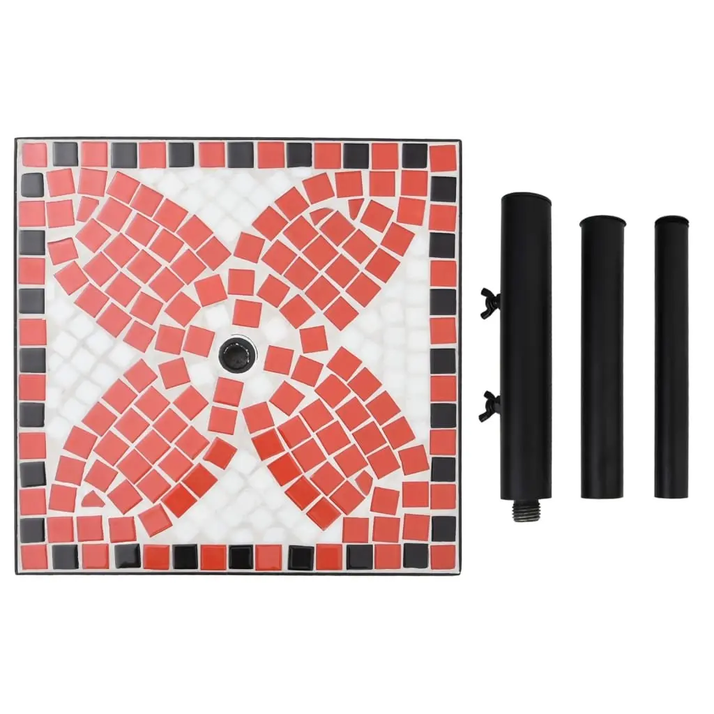 Parasol Base Iron Construction Square Terracotta and White