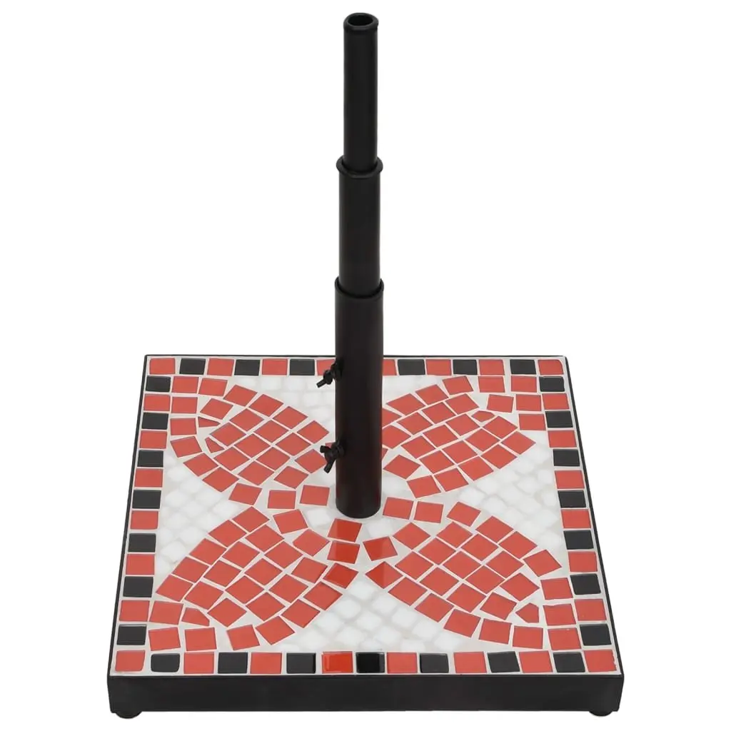 Parasol Base Iron Construction Square Terracotta and White