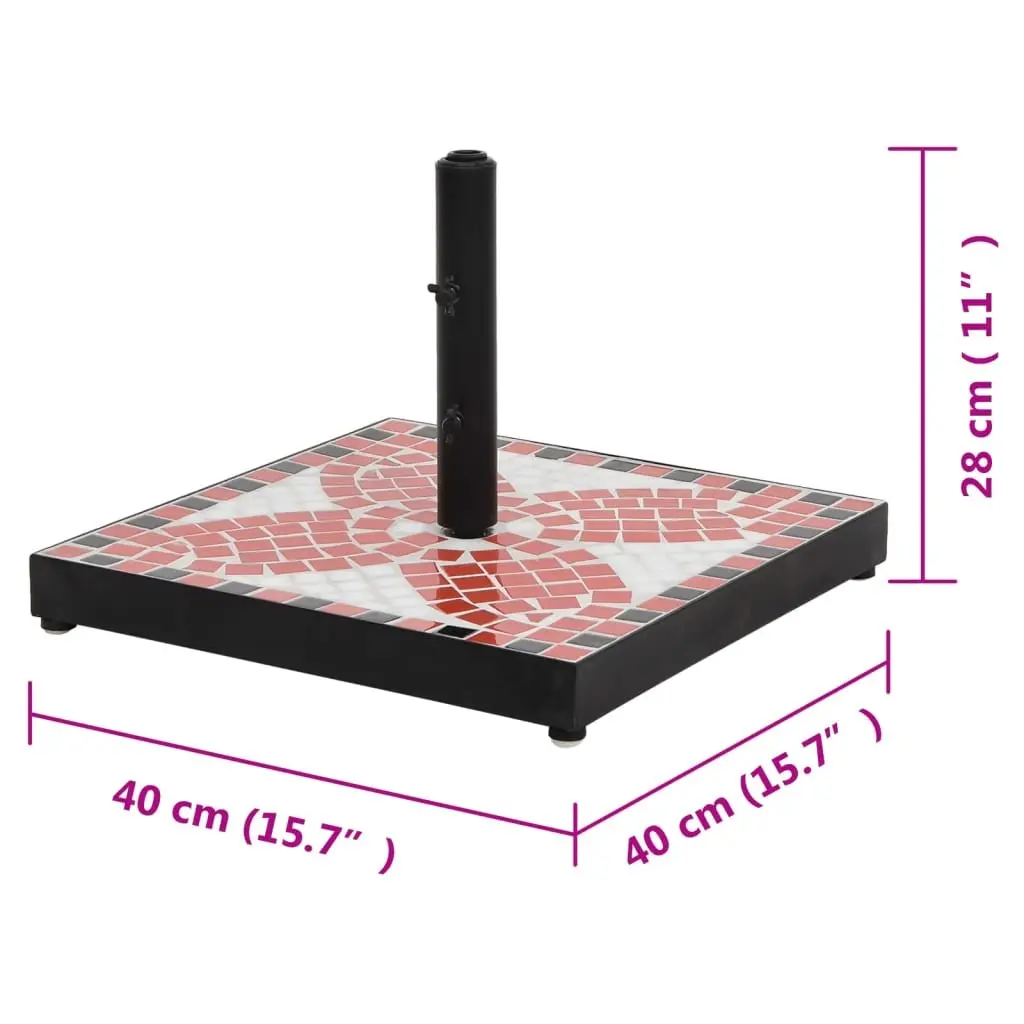 Parasol Base Iron Construction Square Terracotta and White