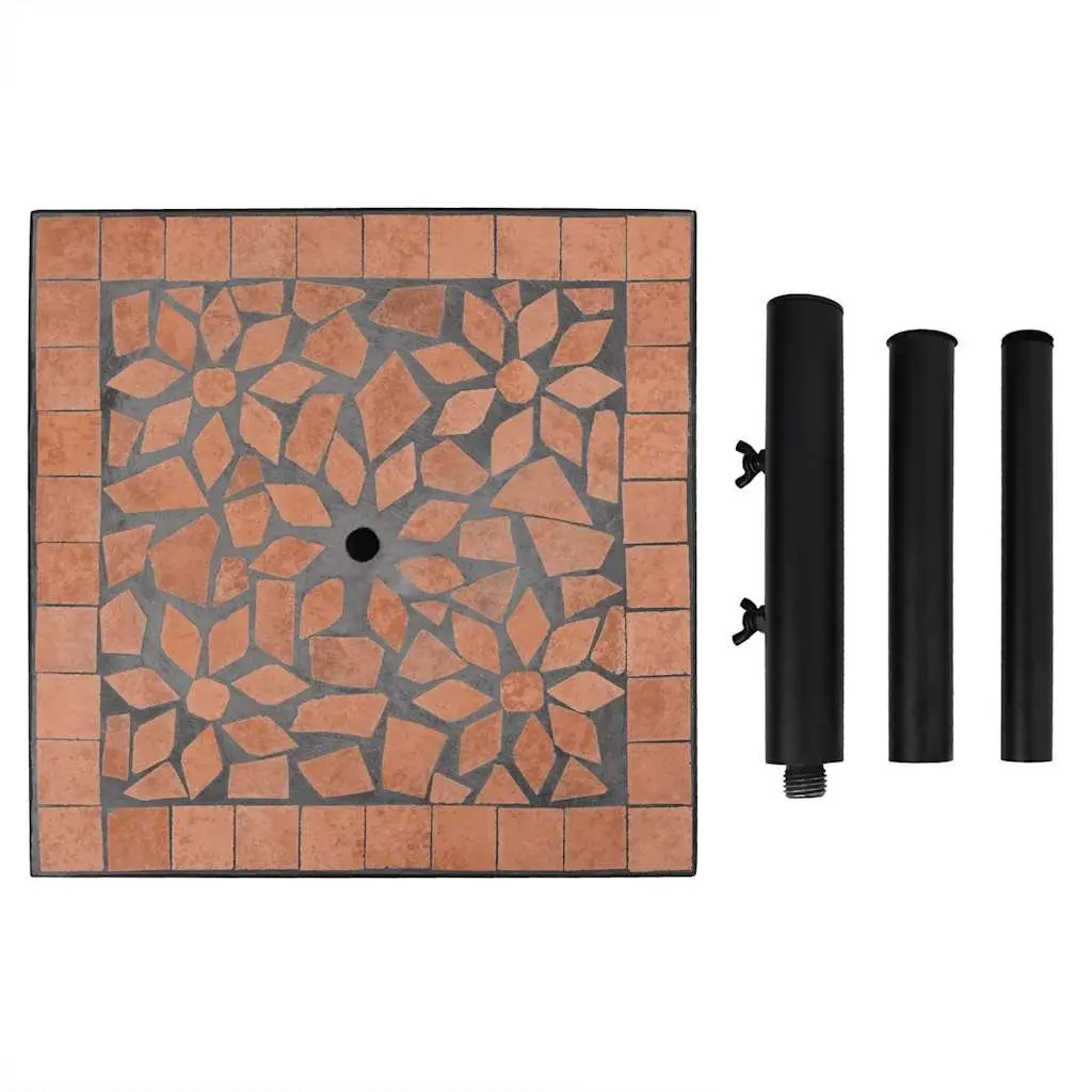 Parasol Base Square Brown Terracotta Outdoor Umbrella Stand Weight Patio