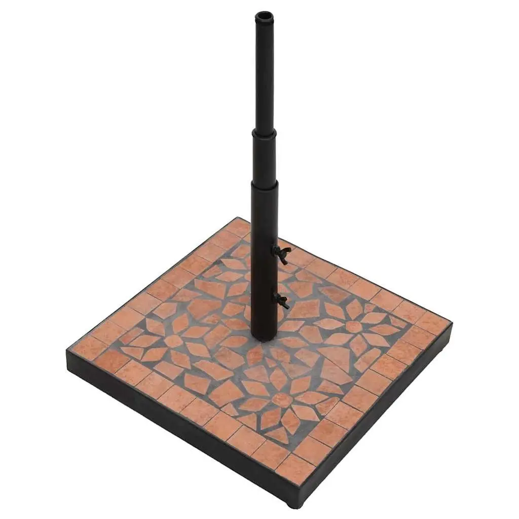 Parasol Base Square Brown Terracotta Outdoor Umbrella Stand Weight Patio