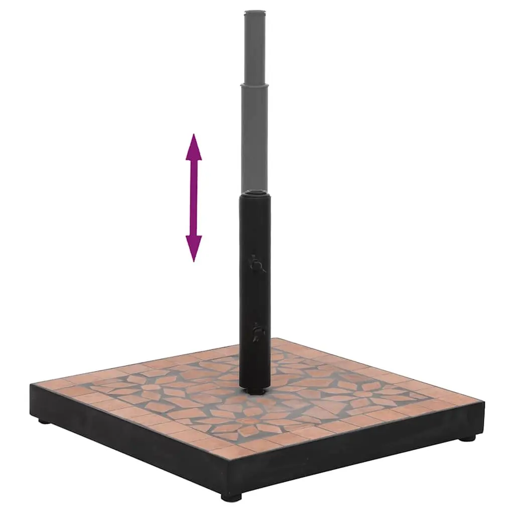 Parasol Base Square Brown Terracotta Outdoor Umbrella Stand Weight Patio