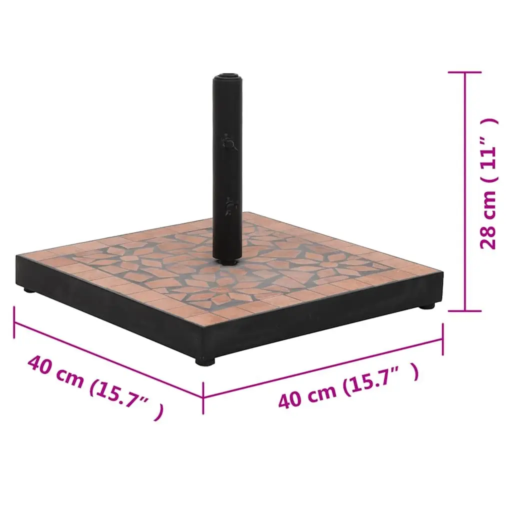 Parasol Base Square Brown Terracotta Outdoor Umbrella Stand Weight Patio