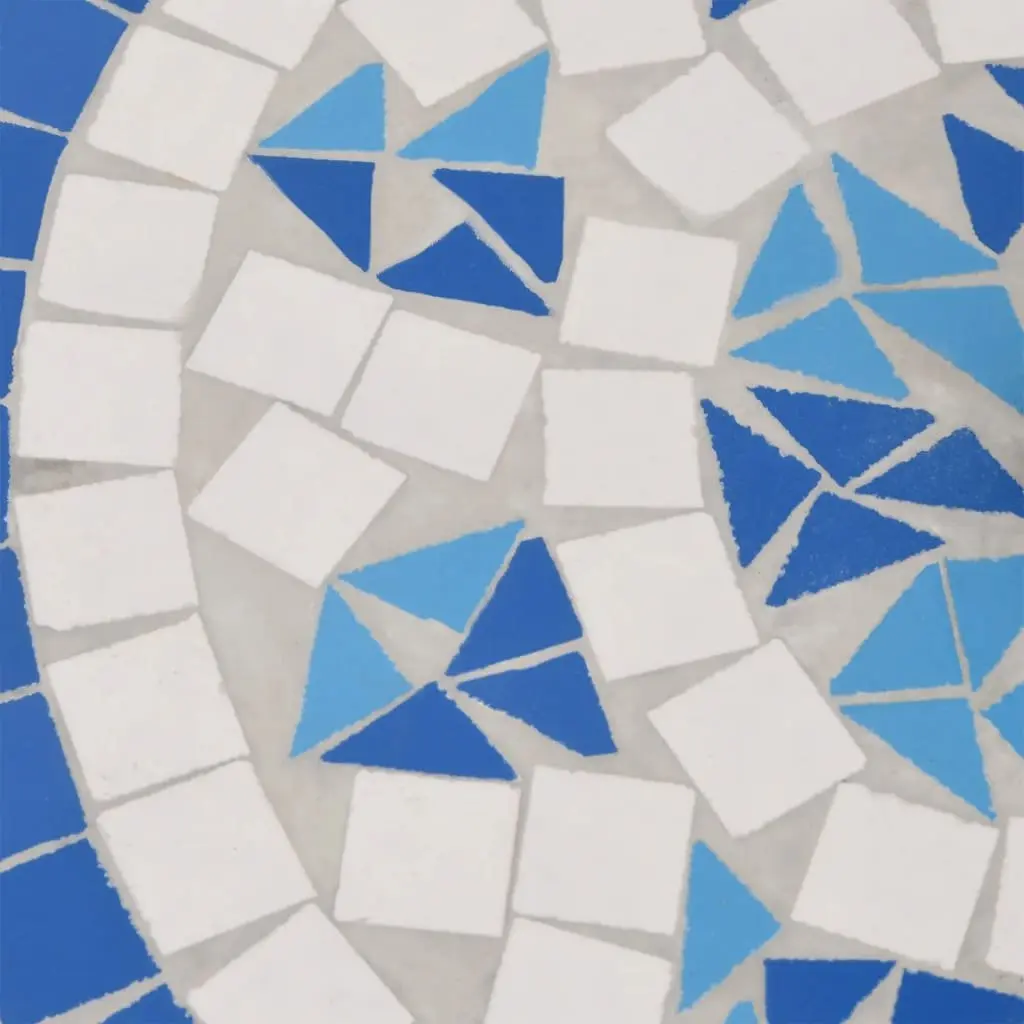 Parasol Base Round Ceramic Tile Blue White Iron Outdoor Umbrella Stand