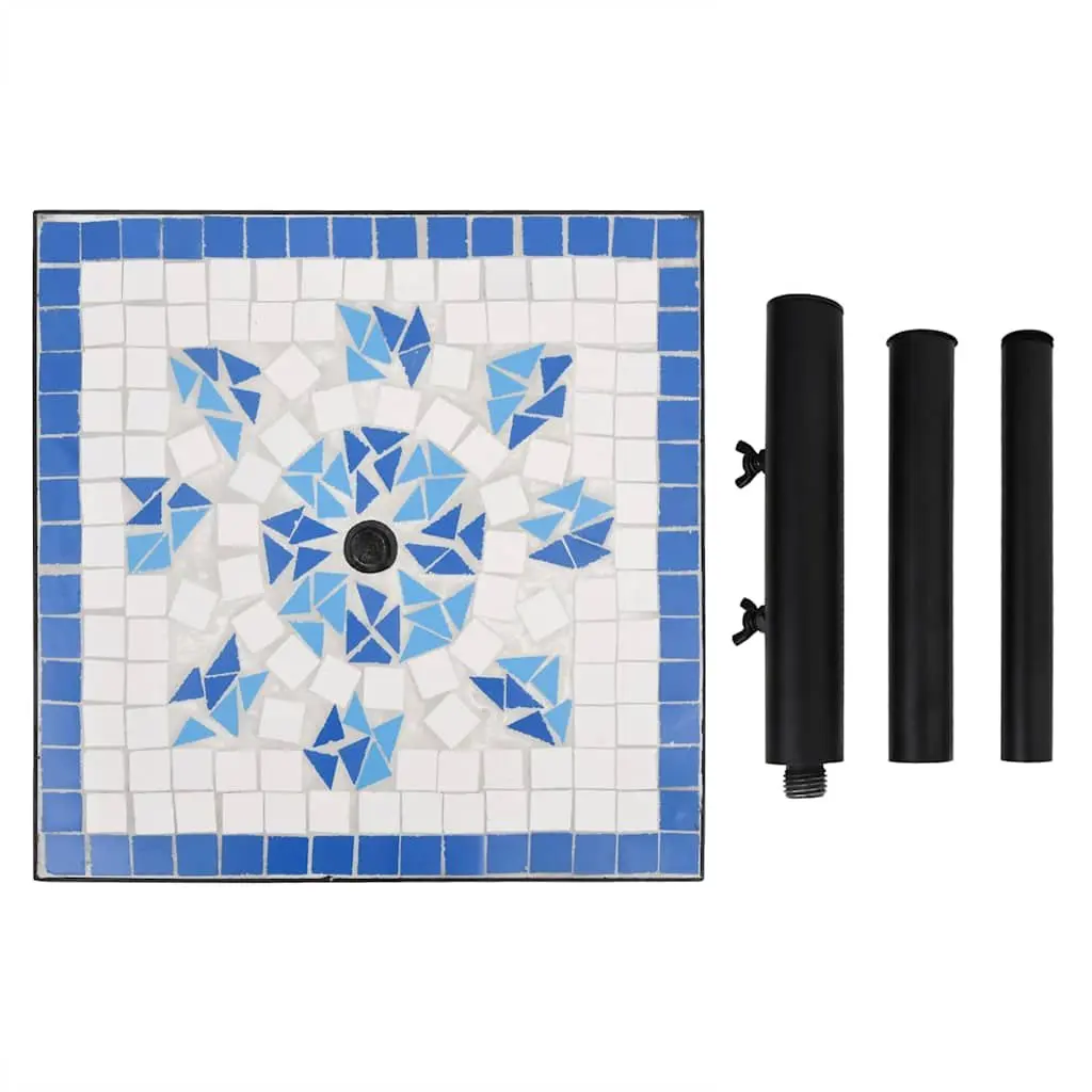 Parasol Base Iron Powder Coated Square Blue White Outdoor Umbrella Stand