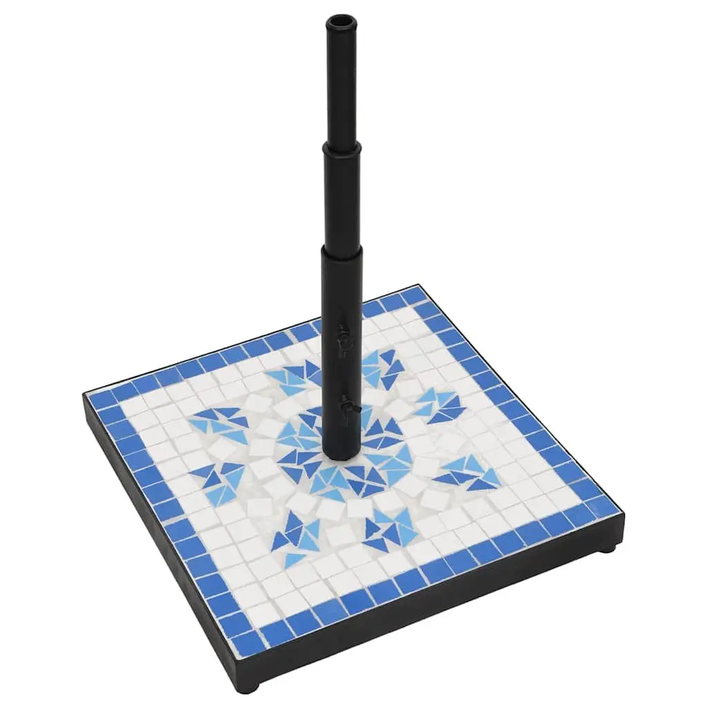 Parasol Base Iron Powder Coated Square Blue White Outdoor Umbrella Stand