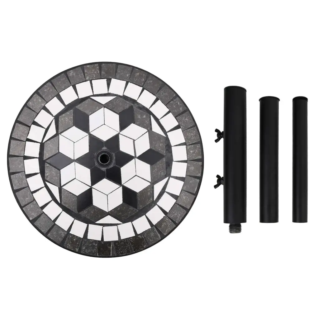 Outdoor Umbrella Base Round Iron with Ceramic Tile Black