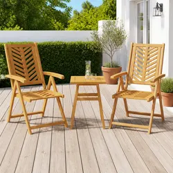 Outdoor Reclining Garden Chairs 2 Pieces Solid Wood Acacia Brown Chevron