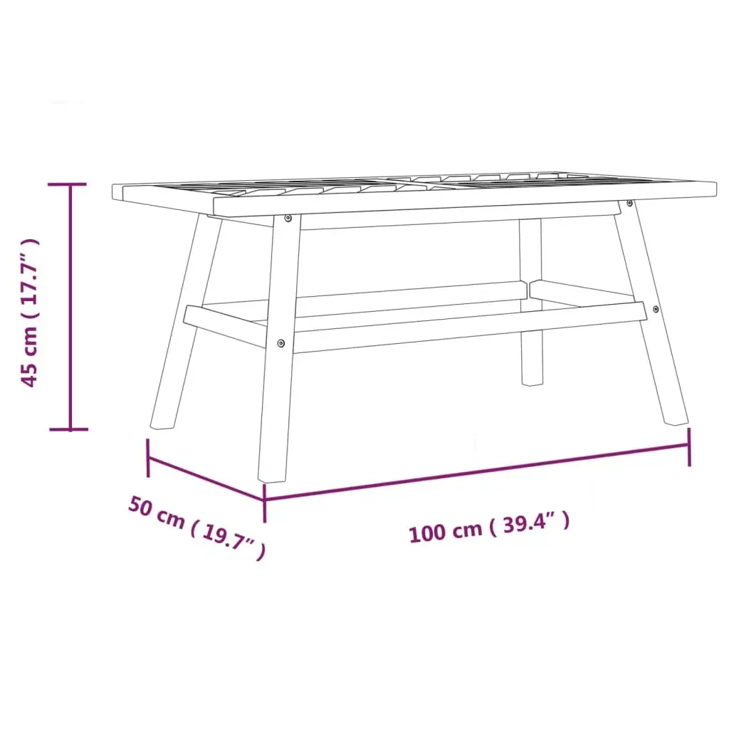 Coffee Table 100x50x45 cm Solid Acacia Wood Fishbone Pattern Garden Furniture