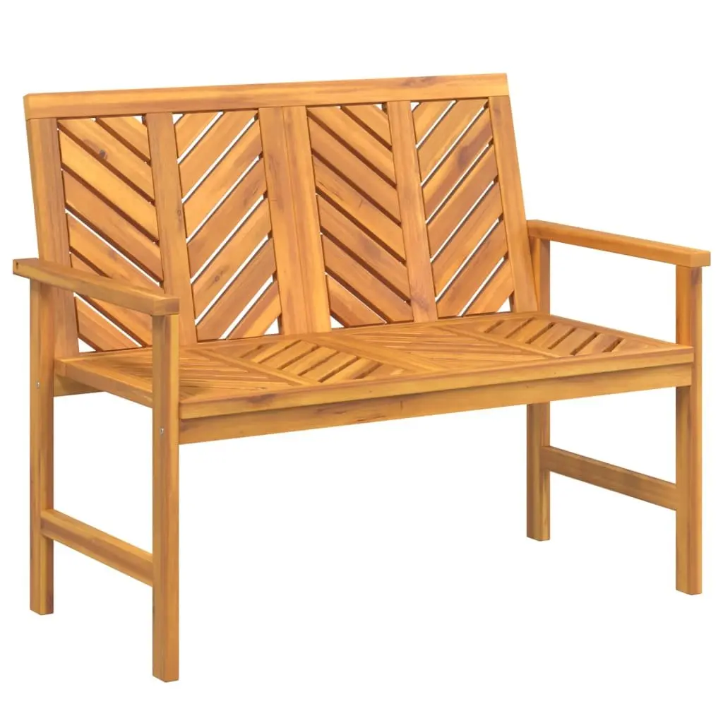 Garden Bench Acacia Wood 109cm Brown Chevron Backrest with Armrests