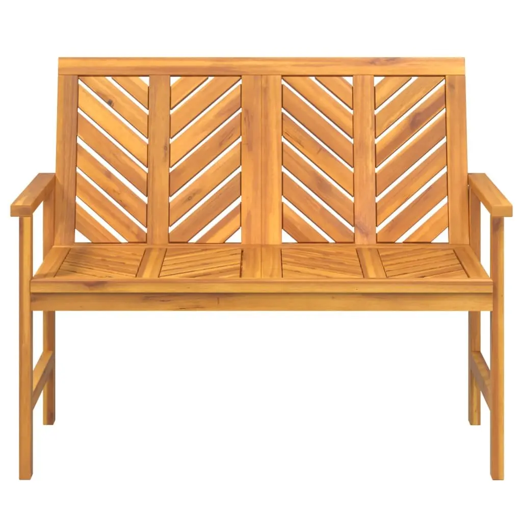 Garden Bench Acacia Wood 109cm Brown Chevron Backrest with Armrests