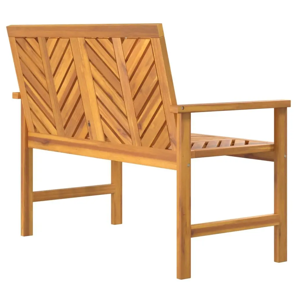 Garden Bench Acacia Wood 109cm Brown Chevron Backrest with Armrests