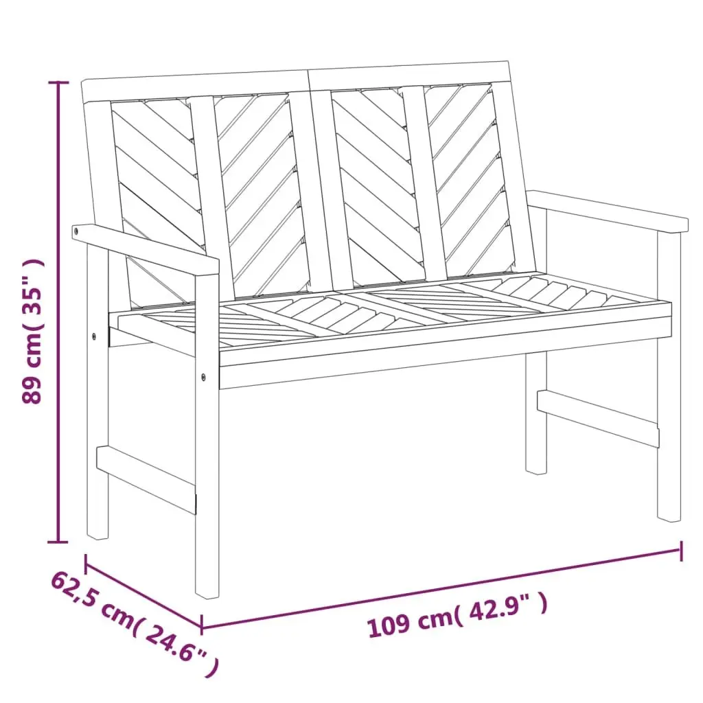 2 Piece Garden Lounge Set Solid Acacia Wood Brown Outdoor Furniture with Armrests