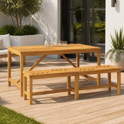 Practical Solid Wood Dining Table for Outdoor Use