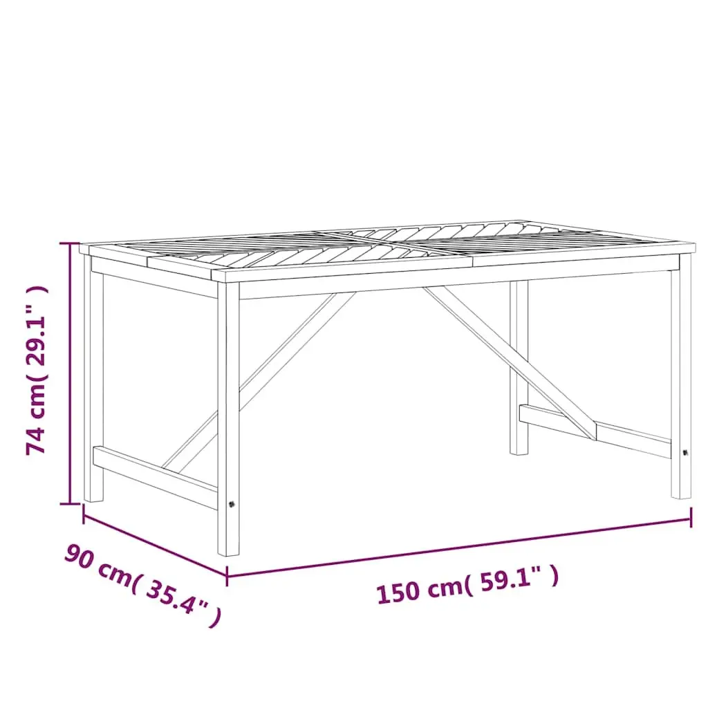 Garden Dining Table 150x90x74 cm Outdoor Furniture Brown Solid Wood