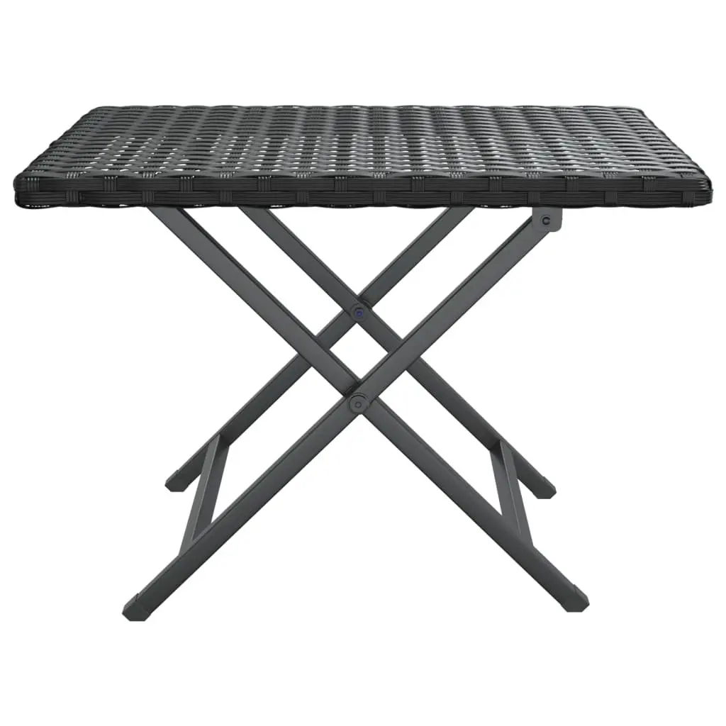 Folding Table Poly Rattan Steel Frame Black 45x35x32 cm Garden Patio Furniture
