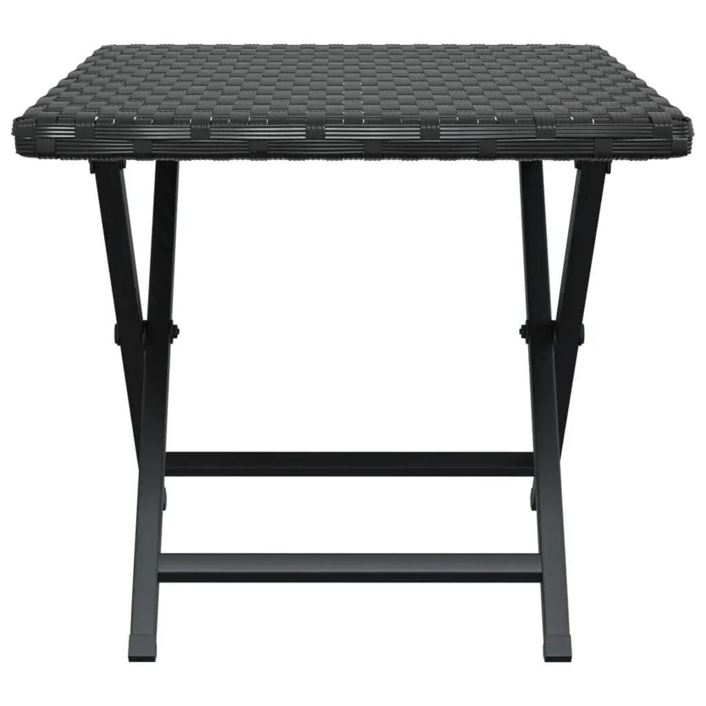 Folding Table Poly Rattan Steel Frame Black 45x35x32 cm Garden Patio Furniture