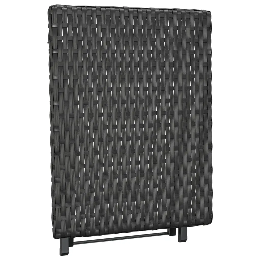 Folding Table Poly Rattan Steel Frame Black 45x35x32 cm Garden Patio Furniture