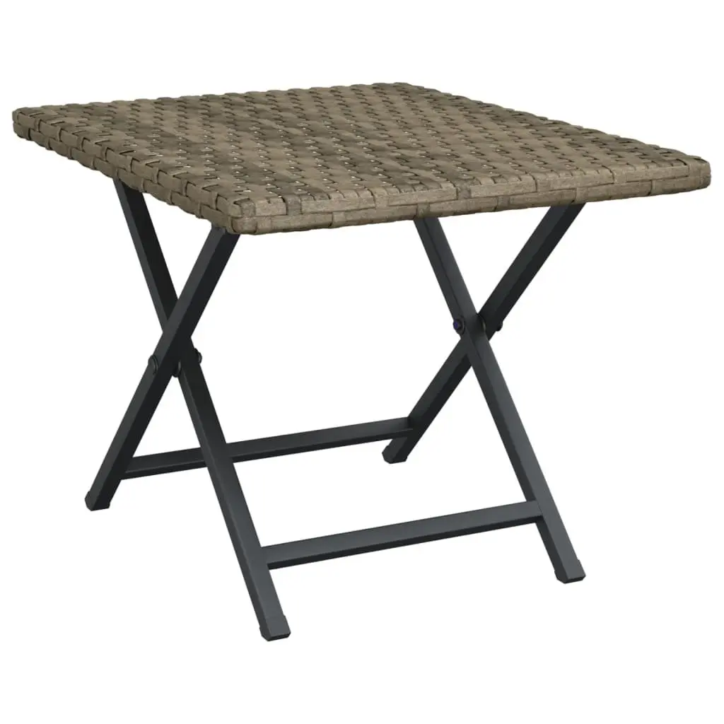 Folding Table Poly Rattan Grey 45x35x32 cm Garden Patio Furniture
