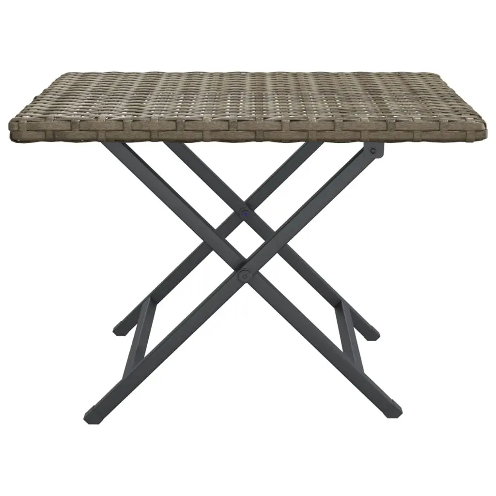 Folding Table Poly Rattan Grey 45x35x32 cm Garden Patio Furniture