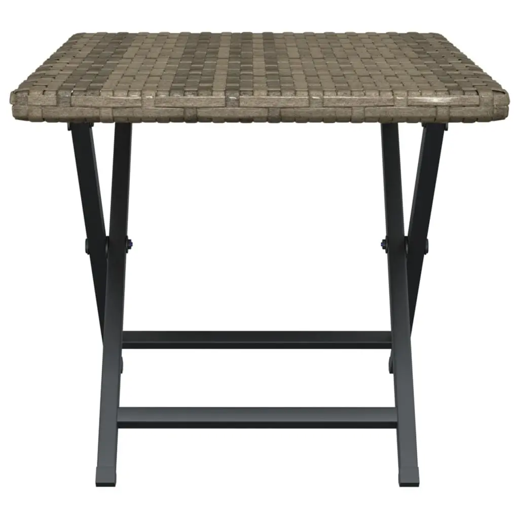 Folding Table Poly Rattan Grey 45x35x32 cm Garden Patio Furniture