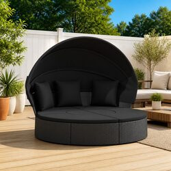 Outdoor Lounge Bed with Versatile Footstool for Relaxing
