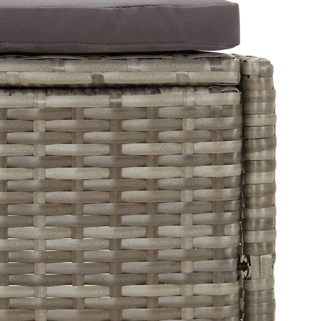 Hot Tub Surround Spa Bench Storage Shelf Grey Poly Rattan Acacia Wood Frame