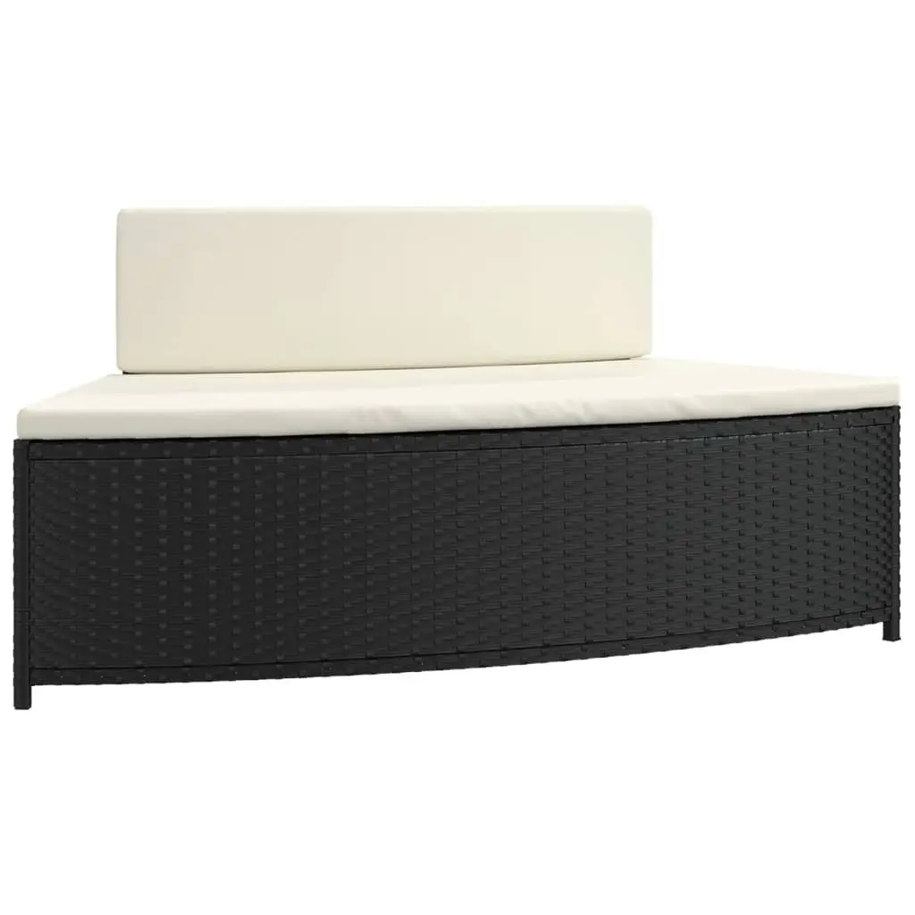 Spa Benches Poly Rattan Set of 2 Black Outdoor Garden Seating