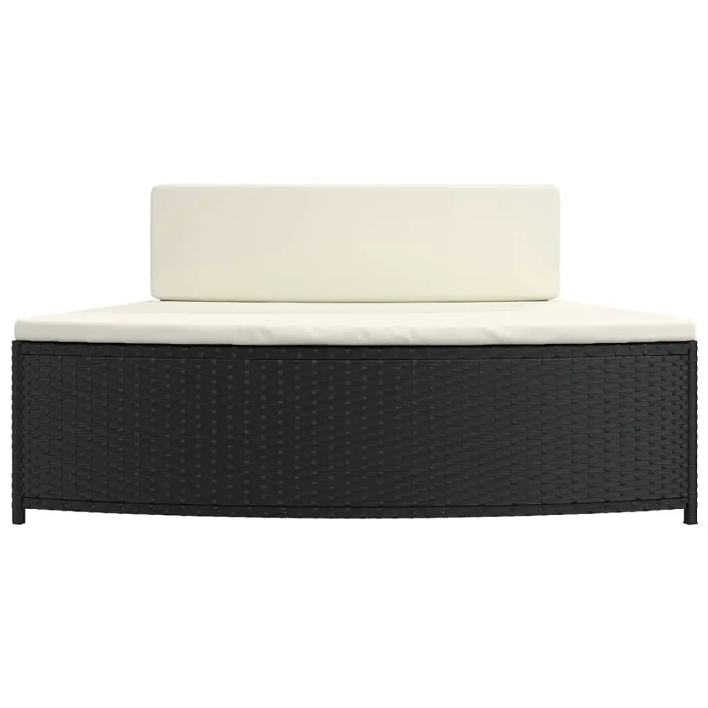 Spa Benches Poly Rattan Set of 2 Black Outdoor Garden Seating