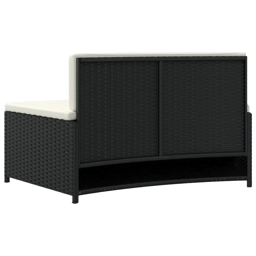 Spa Benches Poly Rattan Set of 2 Black Outdoor Garden Seating