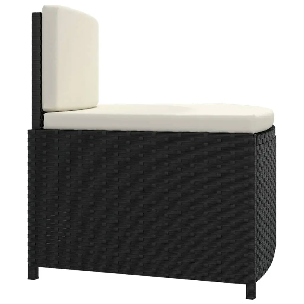 Spa Benches Poly Rattan Set of 2 Black Outdoor Garden Seating