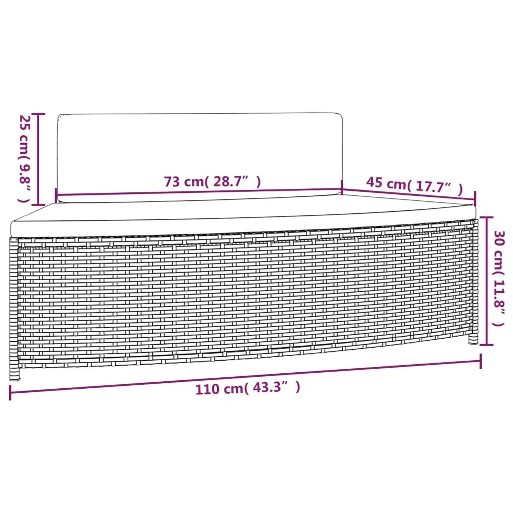 Spa Benches Poly Rattan Set of 2 Black Outdoor Garden Seating