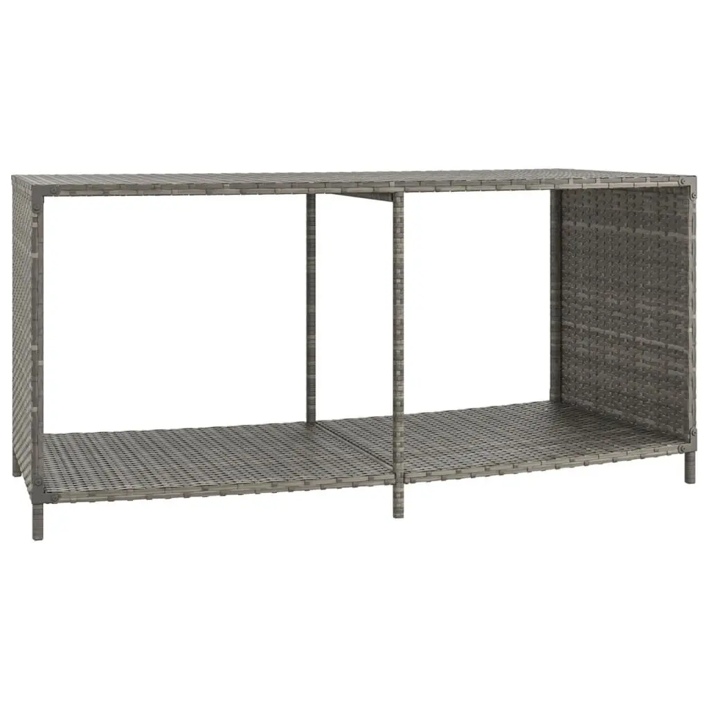 Outdoor Storage Shelves PE Rattan Grey 2 Piece Pool Spa Backyard Organiser Unit
