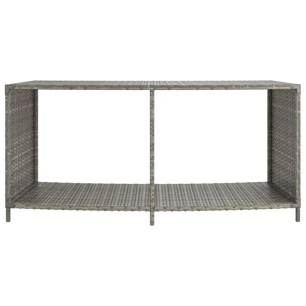 Outdoor Storage Shelves PE Rattan Grey 2 Piece Pool Spa Backyard Organiser Unit