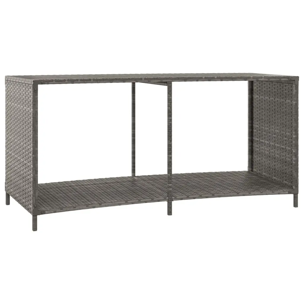Outdoor Storage Shelves PE Rattan Grey 2 Piece Pool Spa Backyard Organiser Unit