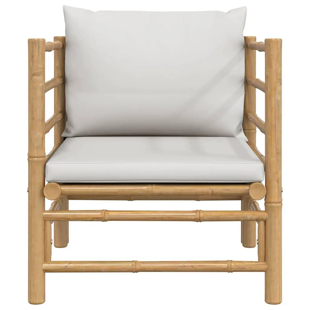 Outdoor Sectional Sofa Bamboo Frame Modular Grey Cushions