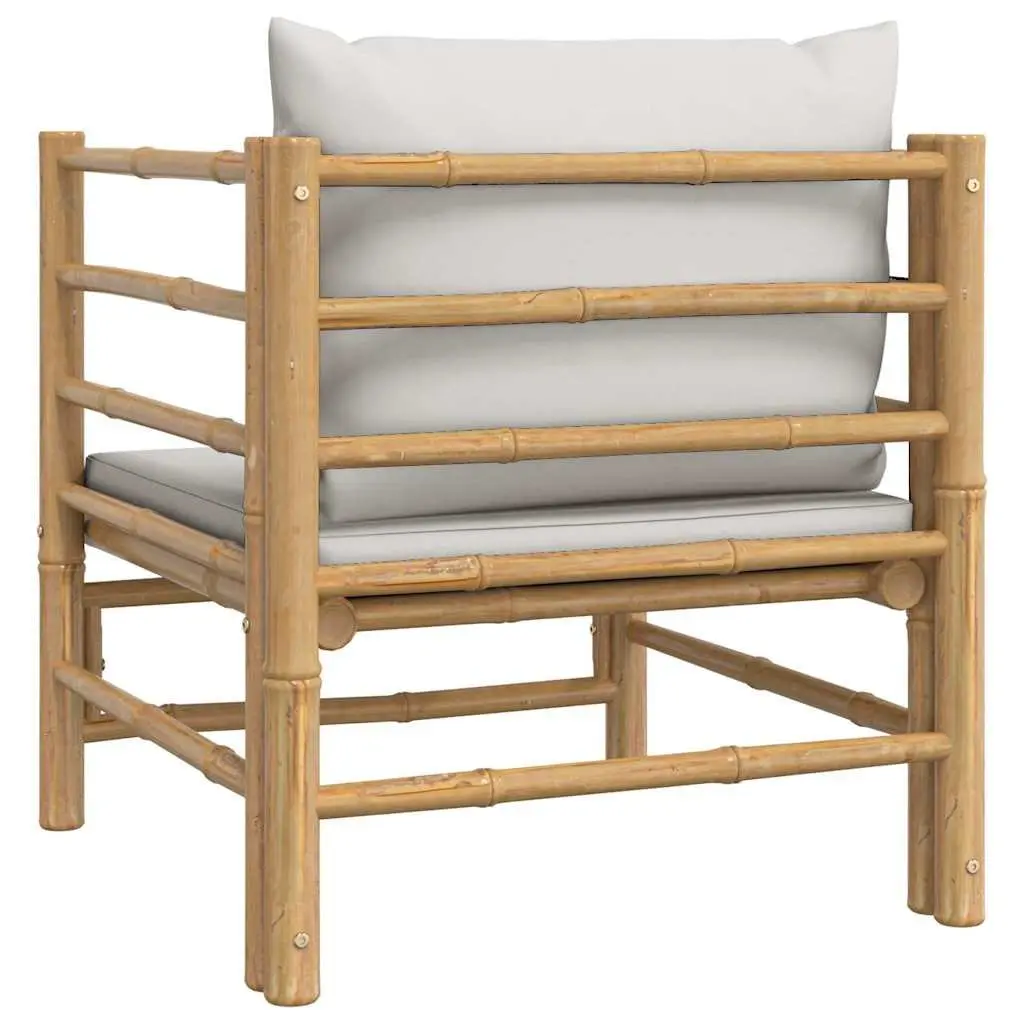 Outdoor Sectional Sofa Bamboo Frame Modular Grey Cushions