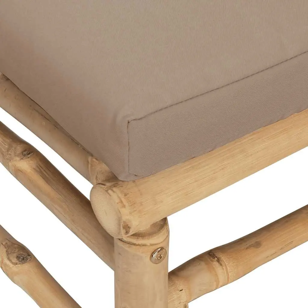 Outdoor Middle Sofa Bamboo Modular Seating Taupe Cushions