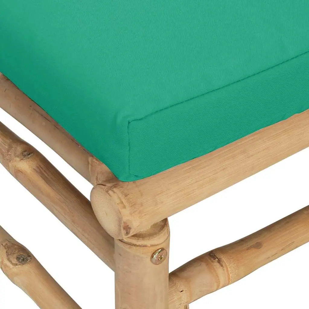 Garden Footstool Bamboo Frame with Cushion Green Outdoor Patio Lounge Seating