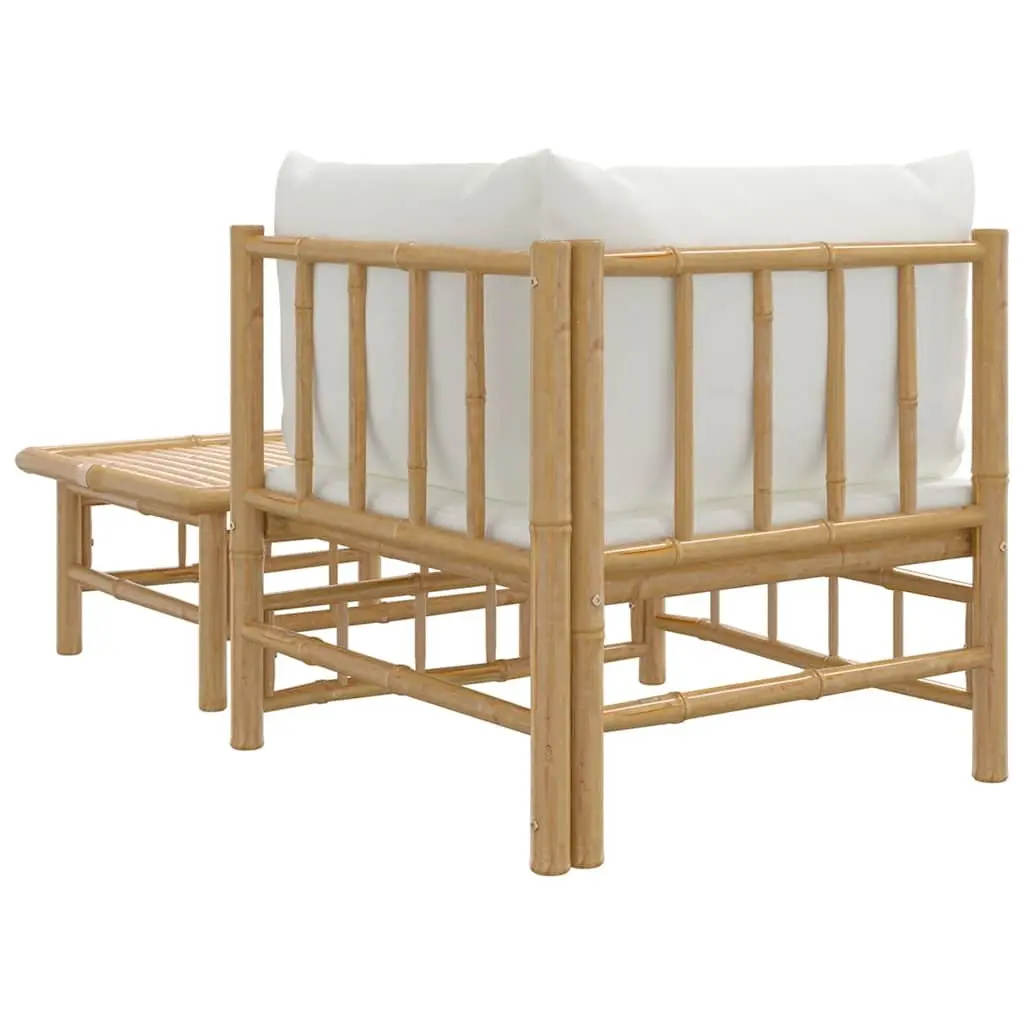Outdoor Sectional Sofa Set 2 Piece Bamboo Lounge with Cushions Garden Furniture