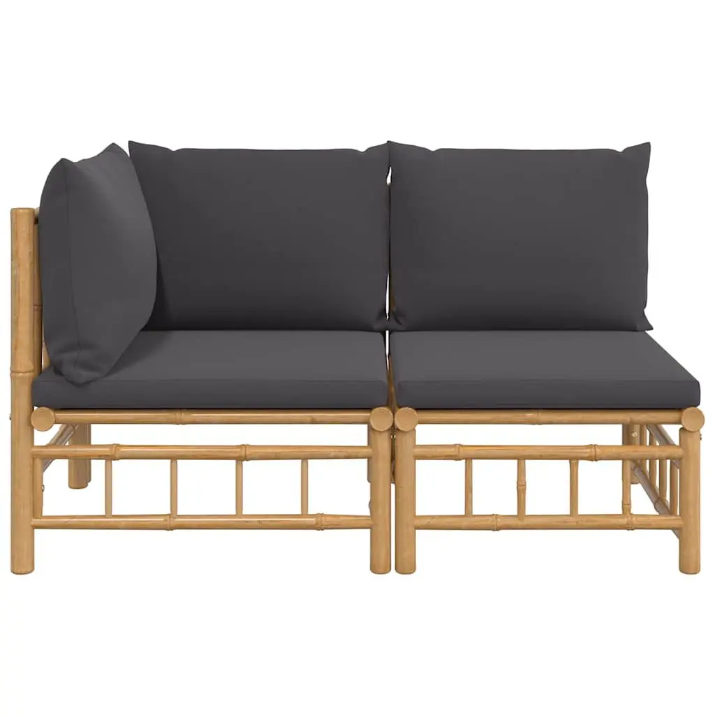 Outdoor Sectional Sofa Lounge Set 2 Piece Garden Furniture with Grey Cushions