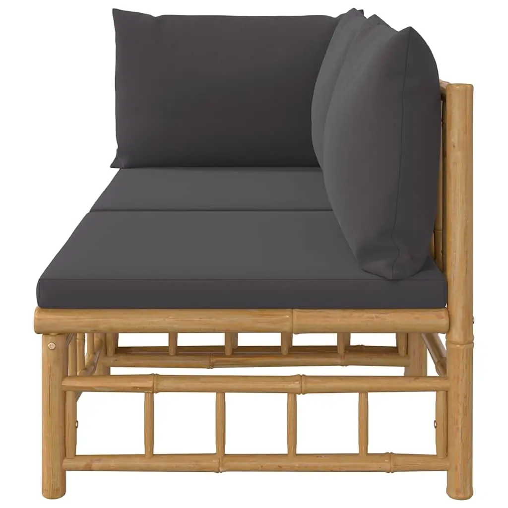 Outdoor Sectional Sofa Lounge Set 2 Piece Garden Furniture with Grey Cushions