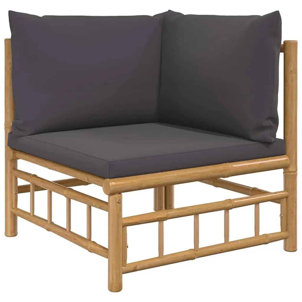 Outdoor Sofa Set Bamboo 2 Piece Garden Lounge with Grey Cushions