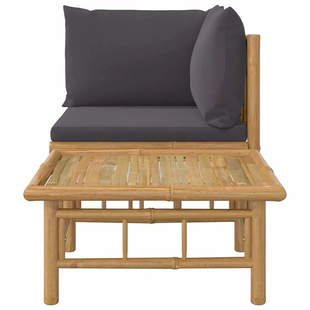 Outdoor Sofa Set Bamboo 2 Piece Garden Lounge with Grey Cushions